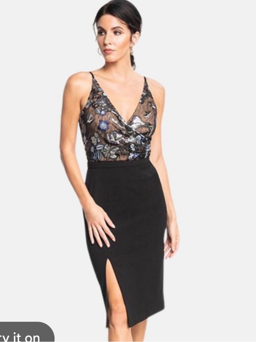 Dress the Population Black Midi Dress  (size L)